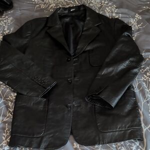 Excellent Condition Gap Black Blazer Style Mens Leather Coat